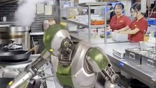 An AI robot chef working hard in the kitchen, but it's vfx
