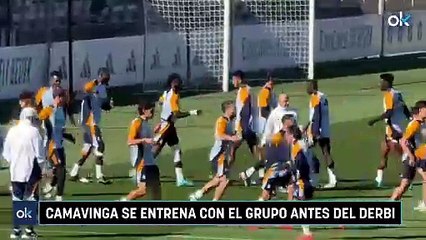 Camavinga se entrena con el grupo antes del derbi