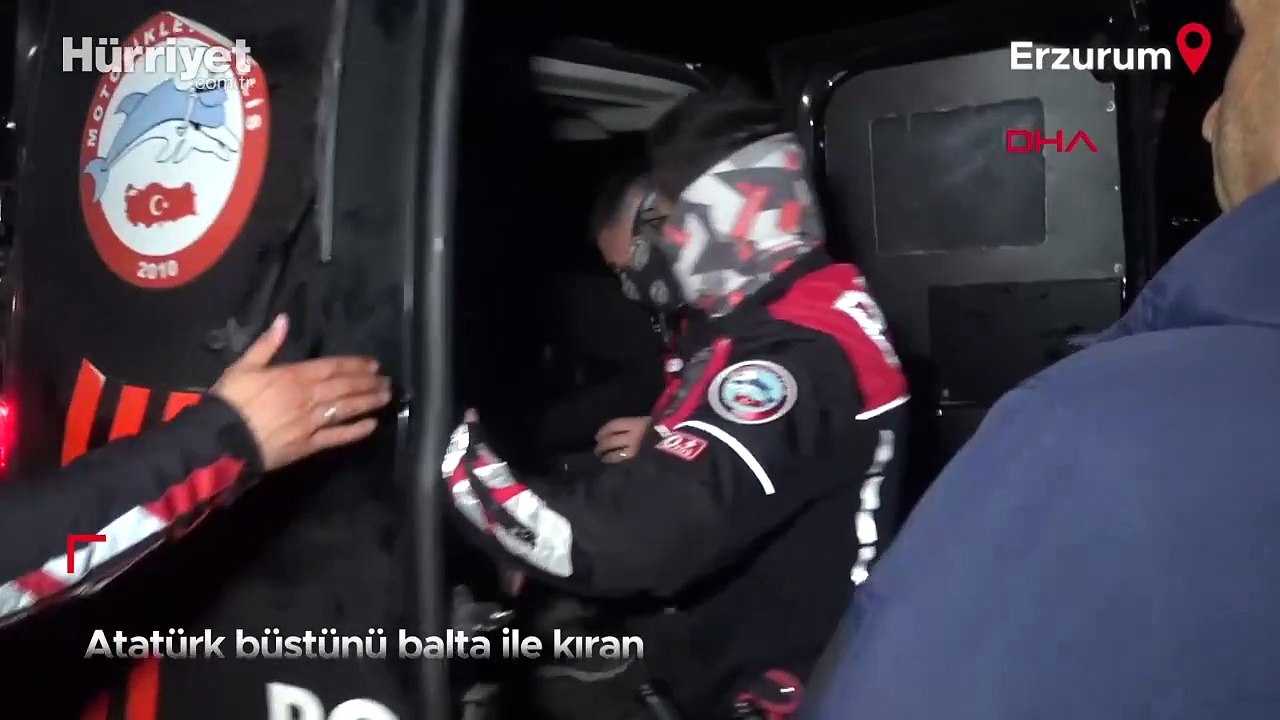 Atatürk büstünü balta ile kıran şüpheli yakalandı