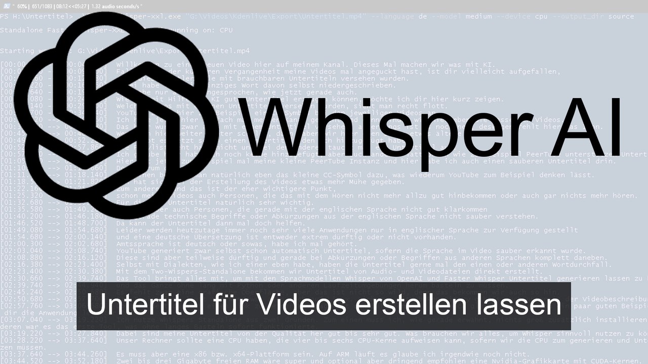 [tut] whisper-standalone-win - einfach untertitel für videos generieren lassen [4k | de]