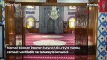 Namaz kıldıran imamın başına tabureyle vurdu; cemaat vantilatör ve tabureyle kovaladı!