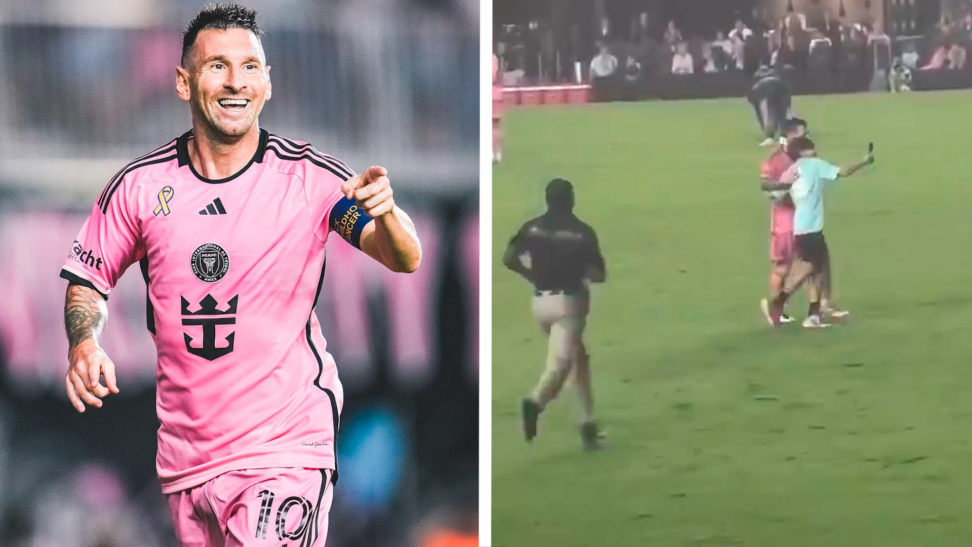 Messi posa para la foto con nio espontneo en el Inter Miami vs. Charlotte