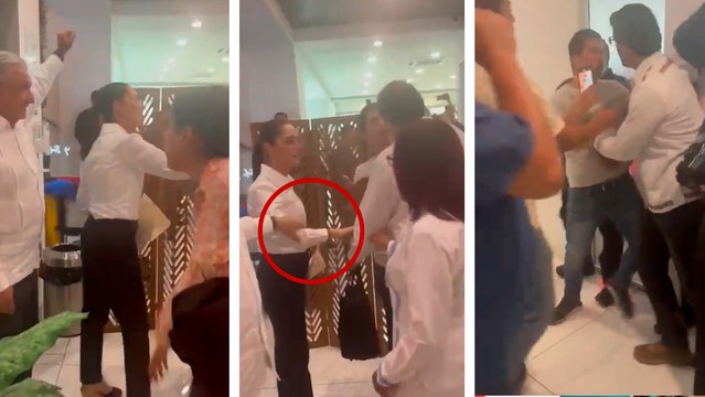 Trabajador del poder judicial enfrenta a AMLO y Claudia Sheinbaum en un elevador