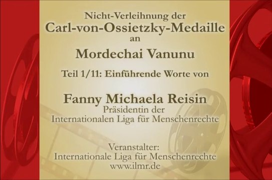 Einführende Worte von Fanny Michaela Reisin - Teil 1 von 11 der Nicht Verleihung der Carl-von-Ossietzky Medallie an Mordechai Vanunu 2010 in Berlin