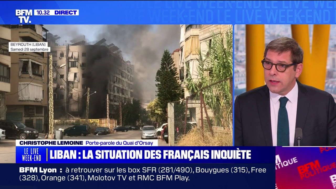 "La consigne qui est donnée aux Français, c'est de quitter le Liban, s'ils le souhaitent", déclare Christophe Lemoine, porte-parole du Quai d'Orsay