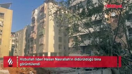 Hizbullah lideri Hasan Nasrallah'ın öldürüldüğü bina görüntülendi