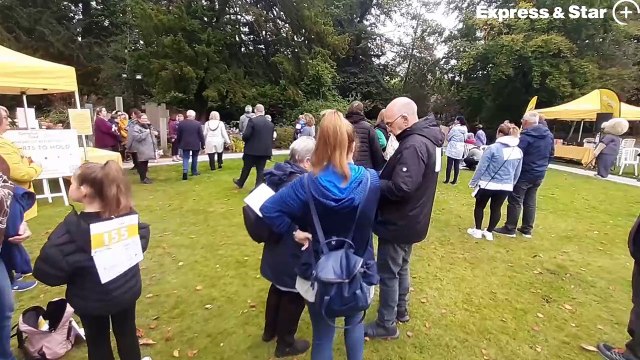 People gather at Compton Hospice, Wolverhampton, for the Compton Walk event.