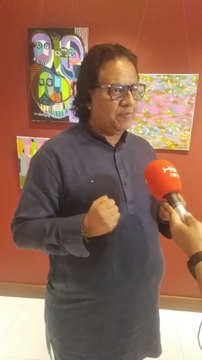 Artist Mueen Saheed Talking To Media Art Exhibition at Ocean Art Gallery