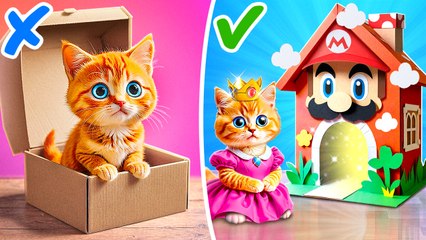 MARIO House For Your Cat  *Cardboard Crafts and Gadgets For Princess Peach*