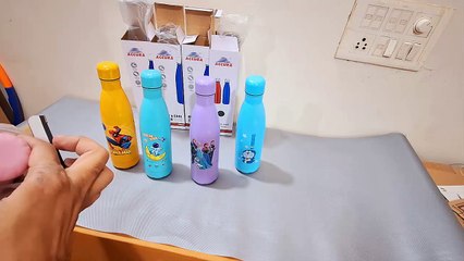 Unboxing and Review of Frozen, Unicorn, doremon, Spider Stainless Steel Water Bottle for Kids