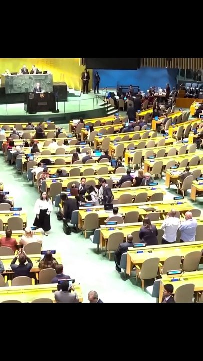 Scores of diplomats walked out of P  Israeli Prime Minister's speech at the United Nations General Assembly on Friday, in protest against the devastating war on G  aza and the latest p Israeli attacks on Leb