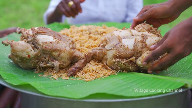 Full CHICKEN BIRYANI/wole chicken biryani cooking eating & in village/Arabian Biryani Racipe