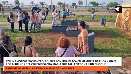 En un emotivo y solidario encuentro, colocaron una placa en memoria de Luca y Juan Cruz, los alumnos del colegio Santa María que fallecieron en un choque