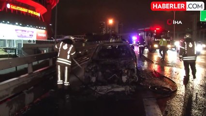 Sarıyer TEM Otoyolu'nda Otomobil Yangını