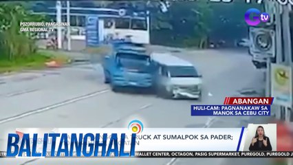Van, bumangga sa truck at sumalpok sa pader; 10 pasahero, sugatan | Balitanghali