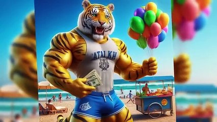 Muscle Tiger  vs Shark Family Holiday Adventure!  #Catai #AI #AItiger #FamilyAI #AIViral
