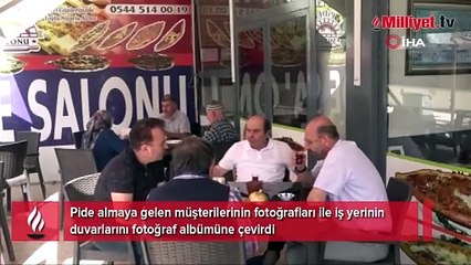 Müşterilerinin fotoğrafları ile iş yerinin duvarlarını fotoğraf albümüne çevirdi