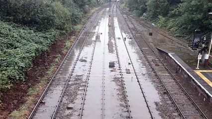 Flooding at Wellington train station.
