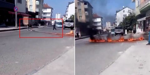 Fındık üreticisi mağduriyetini fındığını ateşe vererek protesto etti