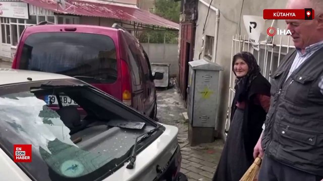 Kütahya'da aniden bastıran dolu ve yağmur vatandaşa zor anlar yaşattı