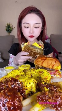 #20 Chinese food Mukbang ASMR #asmr #mukbang #spicyfood #burger #friedchicken