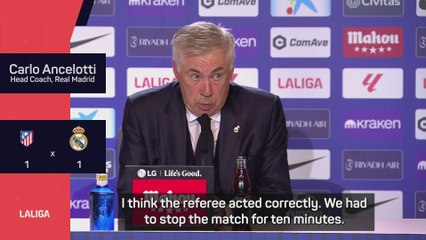 Ancelotti with no complaints over stoppage in Madrid derby