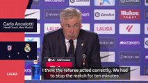 Ancelotti with no complaints over stoppage in Madrid derby