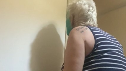 Fun jump scare: Daughter hides behind the door to startle her mom