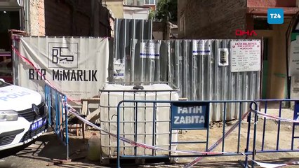 İstanbul Fatih'te temel kazısı sırasında 4 katlı apartmanın duvarı yıkıldı; bitişiğindeki bina yan yattı