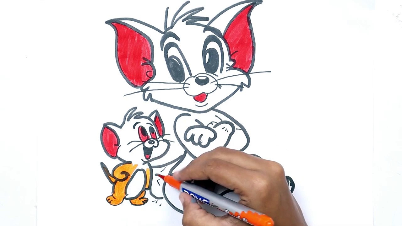 Tom And Jerry Drawing | Drawing & Coloring A Cute Tom & Jerry, Drawing for kids - Easy to Draw - Let's Draw Together