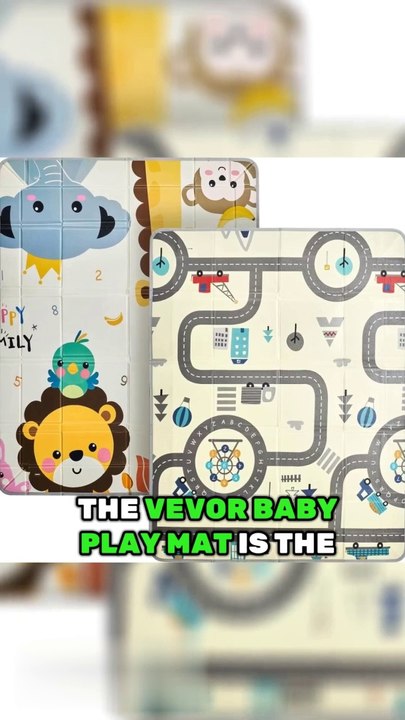VEVOR Baby Play Mat, 55x71 Baby Crawling Mat, Non-Slip One-Piece Foam Baby Playmat, Foldable Portable Reversible Floor Mat with Travel Bag, Waterproof Activity Playmats for Babies, Toddlers, Infan (online-video