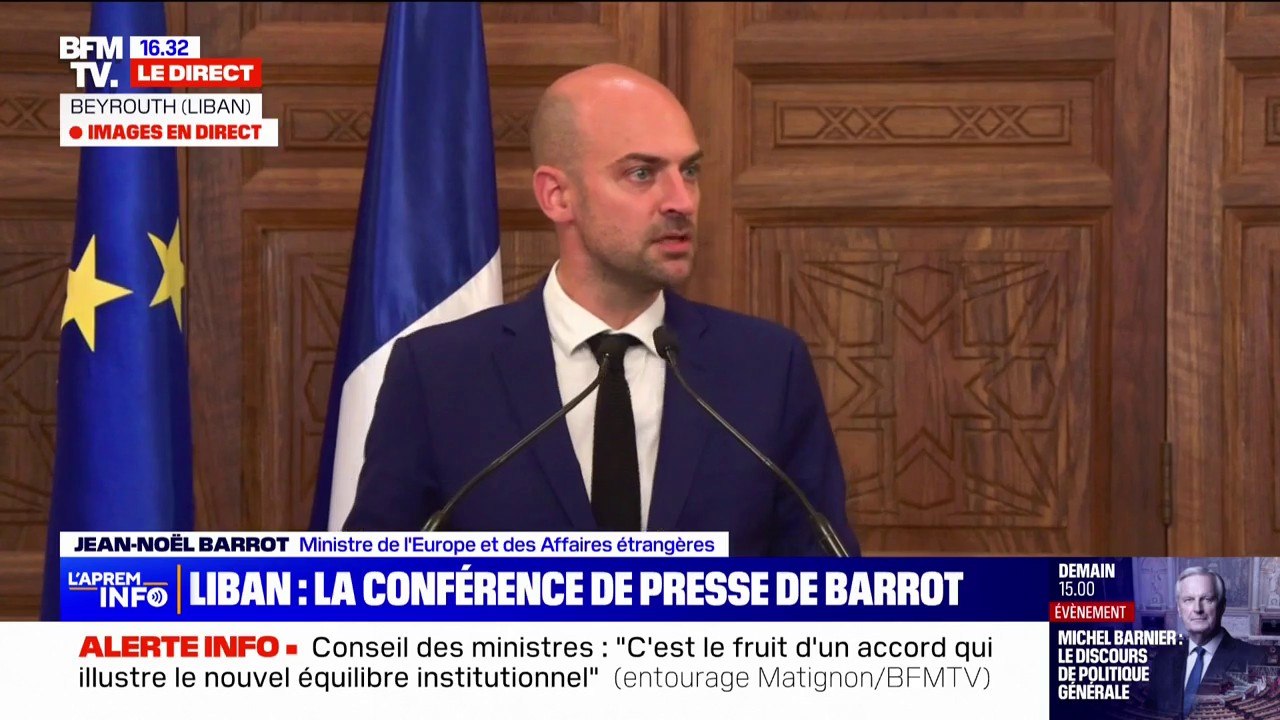 Jean-Noël Barrot (ministre des Affaires étrangères): "J'ai choisi de consacrer mon premier déplacement bilatéral au Liban, pays ami de la France (...) pris dans une guerre qu'il n'a pas choisie"