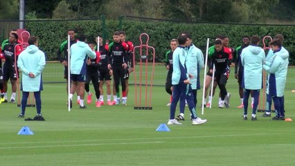 Arteta leads Arsenal training ahead of PSG clash