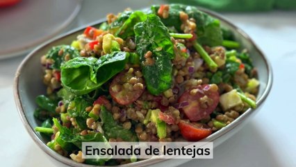 Ensalada de lentejas con vinagreta de mostaza, fácil y deliciosa para cualquier día.