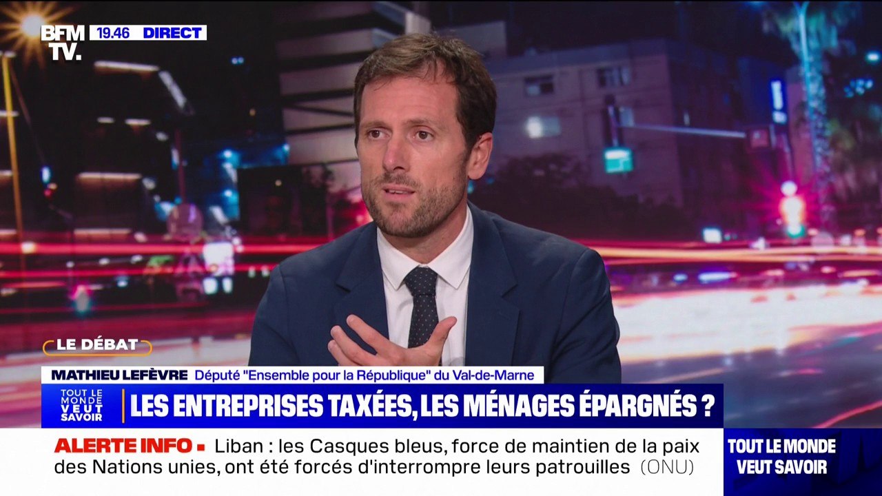 Hausse du taux de l'impôt sur les sociétés: "Il faut faire très attention au signal que l'on envoie au monde entrepreneurial", estime Mathieu Lefèvre (Ensemble)