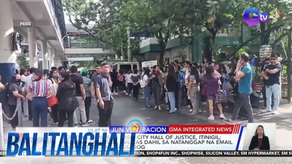 Court hearings sa Pasig City Hall of Justice, itinigil; Mga tao sa gusali, inilikas dahil sa natanggap na email na may banta ng pagsabog | Balitanghali