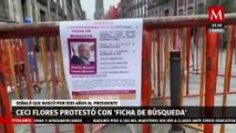 Ceci Flores protestó a las afueras de Palacio Nacional; señaló que buscó por seis años al presidente