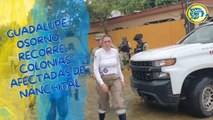 Guadalupe Osorno, secretaria de Protección Civil estatal, recorre colonias afectadas de Nanchital