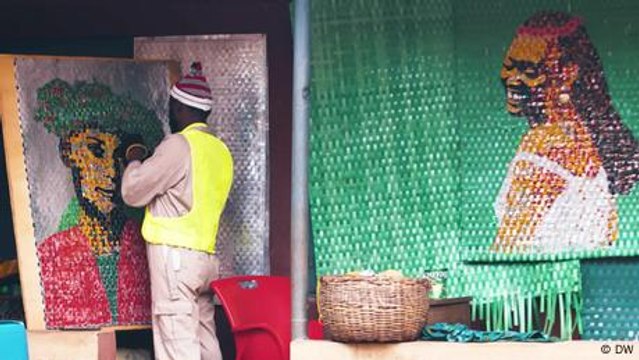 The Nigerian artist weaving waste into stunning portraits