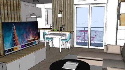 Une pièce de vie salon coin repas cuisine ouverte de 25m2