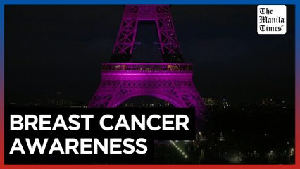 Eiffel Tower lit up in pink for the "Pink October" campaign