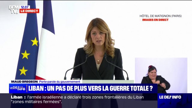 Maud Bregeon, porte-parole du gouvernement: Je rappelle la ferme opposition de la France à toute incursion terrestre d'Israël au Liban