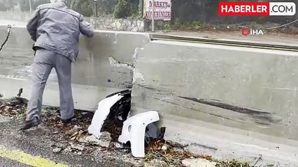 Bolu Dağı'nda Kontrolden Çıkan Araç Bariyerlere Çarptı