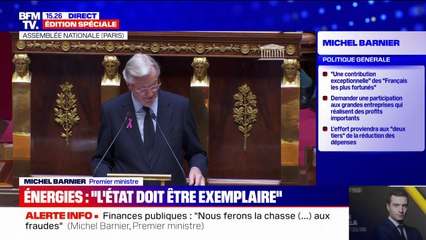 Descargar video: Discours de politique générale: Michel Barnier annonce une “grande conférence nationale” consacrée “aux enjeux stratégiques liés à l’eau”