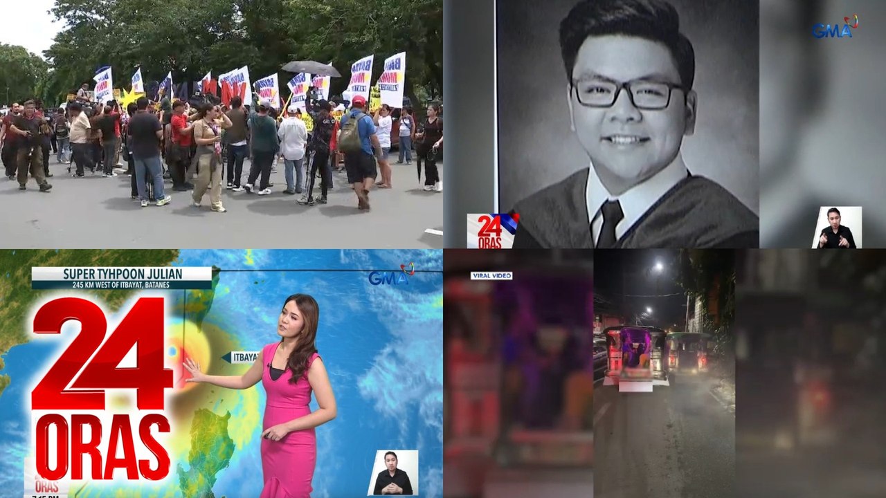 24 Oras: (Part 2) Mga sangkot sa pagkamatay ni Atio Castilllo sa hazing, hinatulang guilty; Ilang tagasuporta ng mga naghain ng kandidatura, nagtipon sa tapat ng Manila Hotel; Latest sa galaw ng Supertyphoon Julian, atbp.