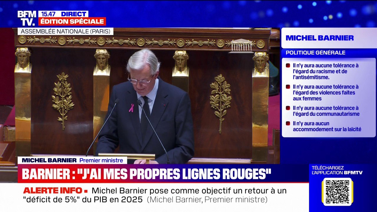 Discours de politique générale: Michel Barnier annonce “un gouvernement qui ne fera pas de miracle” mais “qui est prêt à gravir un à un les obstacles”
