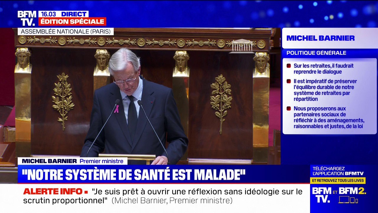 Discours de politique générale: “Nous ferons de la santé mentale, la grande cause nationale de l’année 2025”, déclare Michel Barnier devant les députés