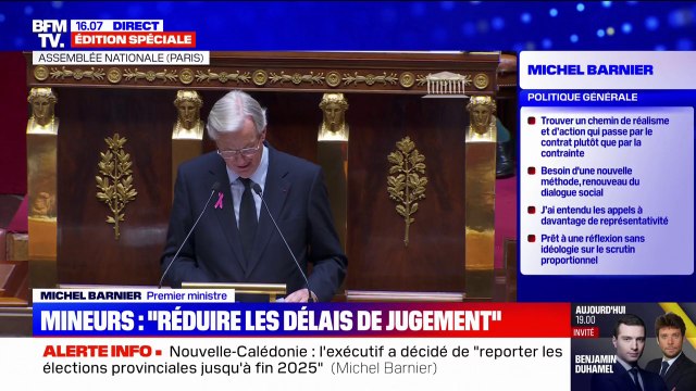 Justice: Nous proposerons des peines de prison courtes et immédiatement exécutées pour certains délits , annonce Michel Barnier lors de son discours de politique générale