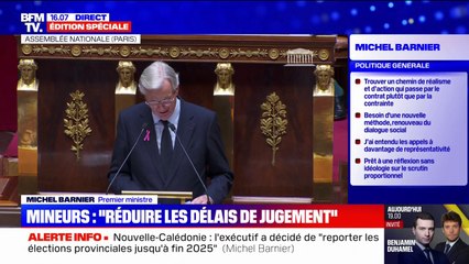 Justice: "Nous proposerons des peines de prison courtes et immédiatement exécutées pour certains délits", annonce Michel Barnier lors de son discours de politique générale