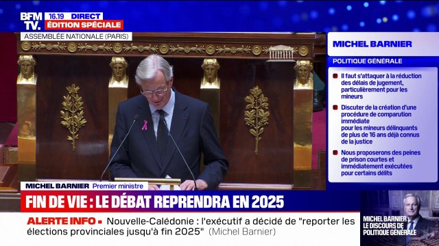 Discours de politique générale: Michel Barnier souhaite mieux contrôler nos frontières